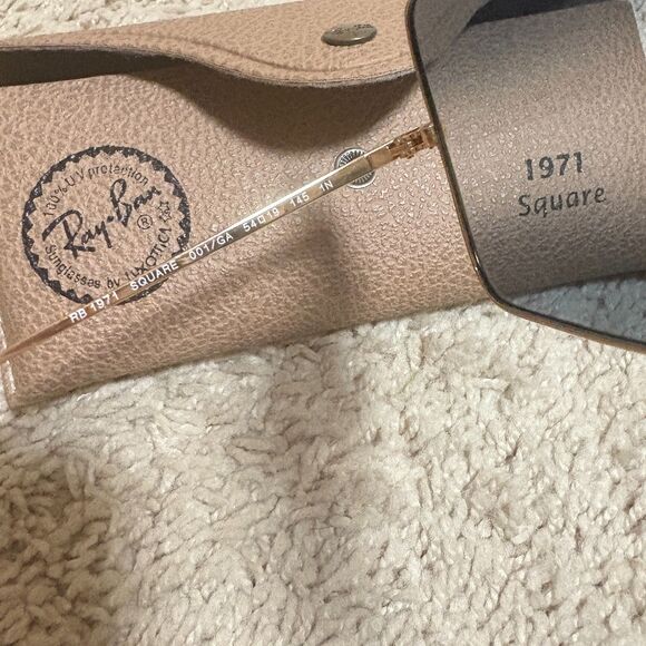 Ray-Ban SQUARE 1971 CLASSIC Sunglasses Gold Blue Grey case main image 5